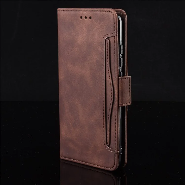 For Samsung Galaxy M23 5G/F23 5G Wallet Case Card Slots Holder Premium PU Leather Stand Shockproof Flip Protective Cover - Brown