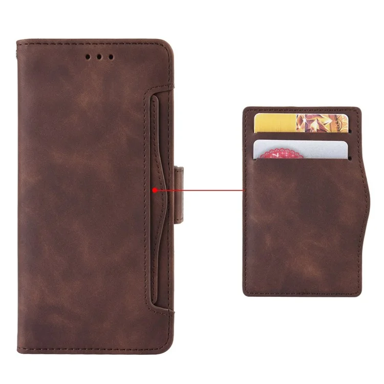 For Samsung Galaxy M23 5G/F23 5G Wallet Case Card Slots Holder Premium PU Leather Stand Shockproof Flip Protective Cover - Brown