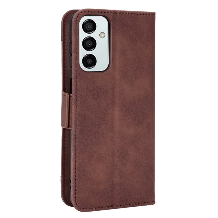 For Samsung Galaxy M23 5G/F23 5G Wallet Case Card Slots Holder Premium PU Leather Stand Shockproof Flip Protective Cover - Brown