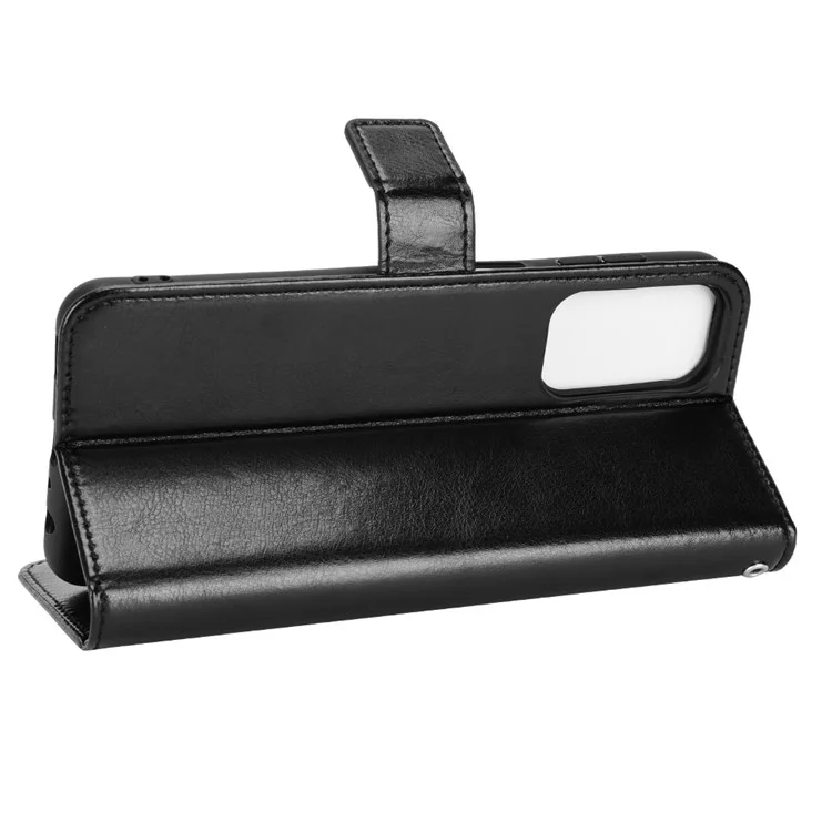Para Samsung Galaxy M23 5G/F23 5G Crazy Horse Horse Texture Flip Carteira pu Couro Stand Hand Strap Tampa Protetora à Prova de Choque - Preto