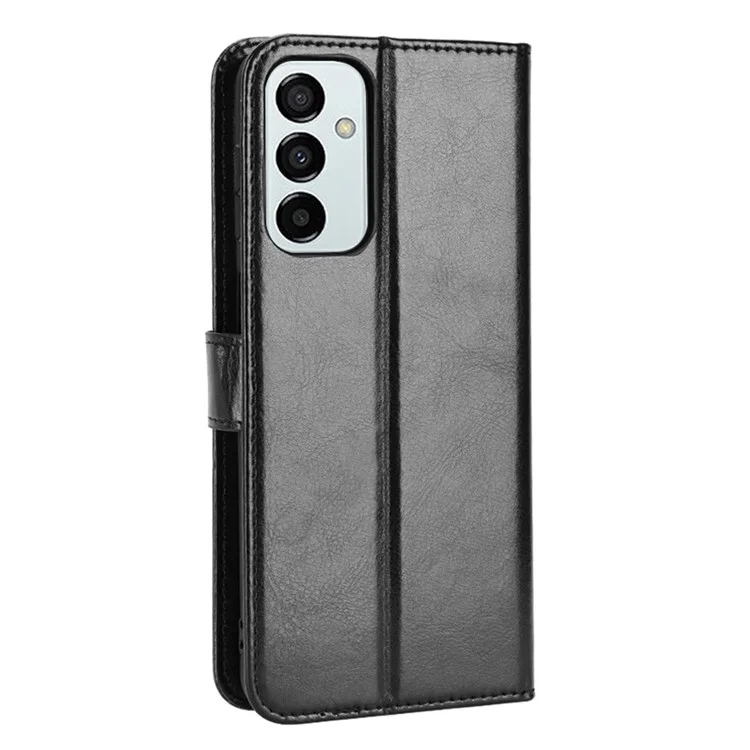 Para Samsung Galaxy M23 5G/F23 5G Crazy Horse Horse Texture Flip Carteira pu Couro Stand Hand Strap Tampa Protetora à Prova de Choque - Preto