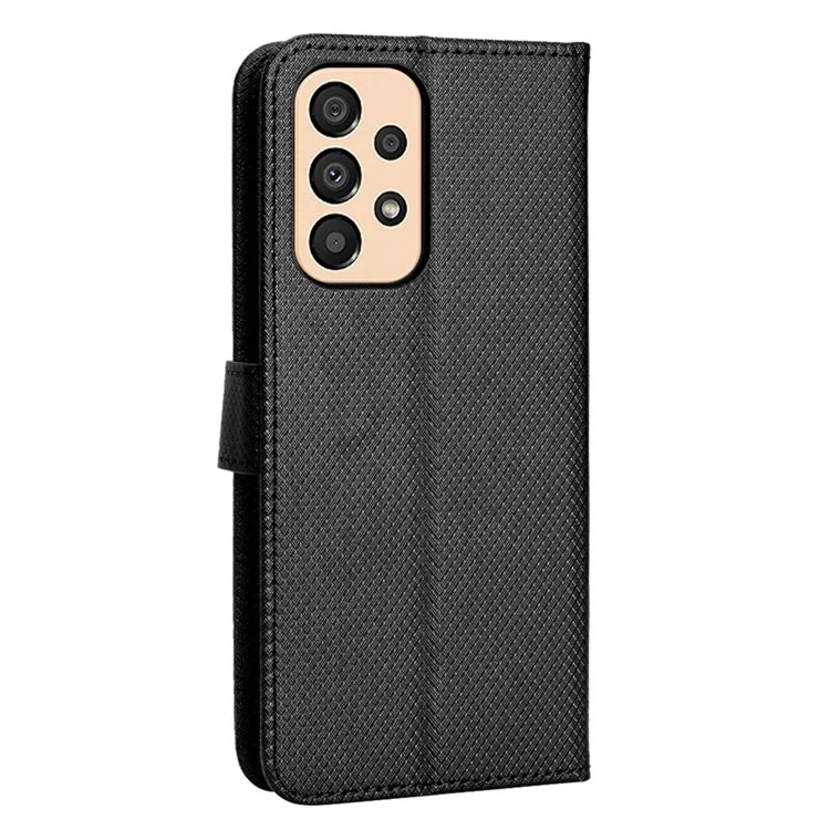 Para Samsung Galaxy A23 5G (Versión Global) / 4G / M23 5G / F23 5G Funda Billetera de Piel con Textura de Diamante Protectora Magnética con Tapa Flip Cover y Correa - Negro