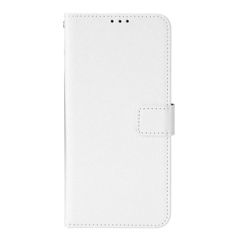 For Samsung Galaxy M23 5G/F23 5G Flip PU Leather Wallet Booklet Case Diamond Texture Stand View Cover with Strap - White