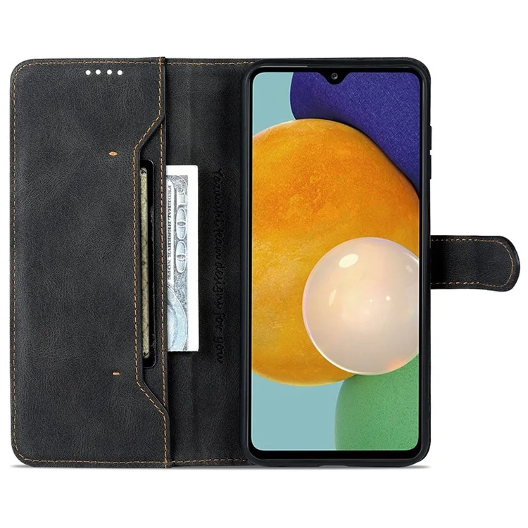 AZNS For Samsung Galaxy A13 4G PU Leather Wallet Folio Flip Phone Case Adjustable Stand Protective Cover - Black