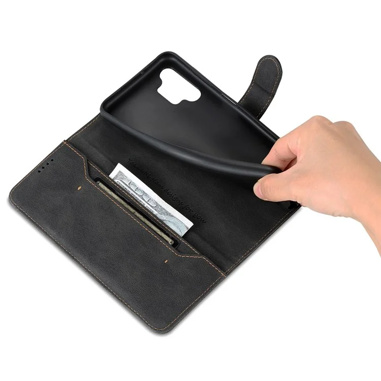 AZNS For Samsung Galaxy A13 4G PU Leather Wallet Folio Flip Phone Case Adjustable Stand Protective Cover - Black