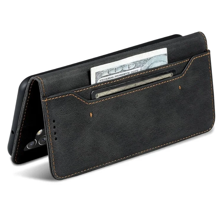 AZNS For Samsung Galaxy A13 4G PU Leather Wallet Folio Flip Phone Case Adjustable Stand Protective Cover - Black