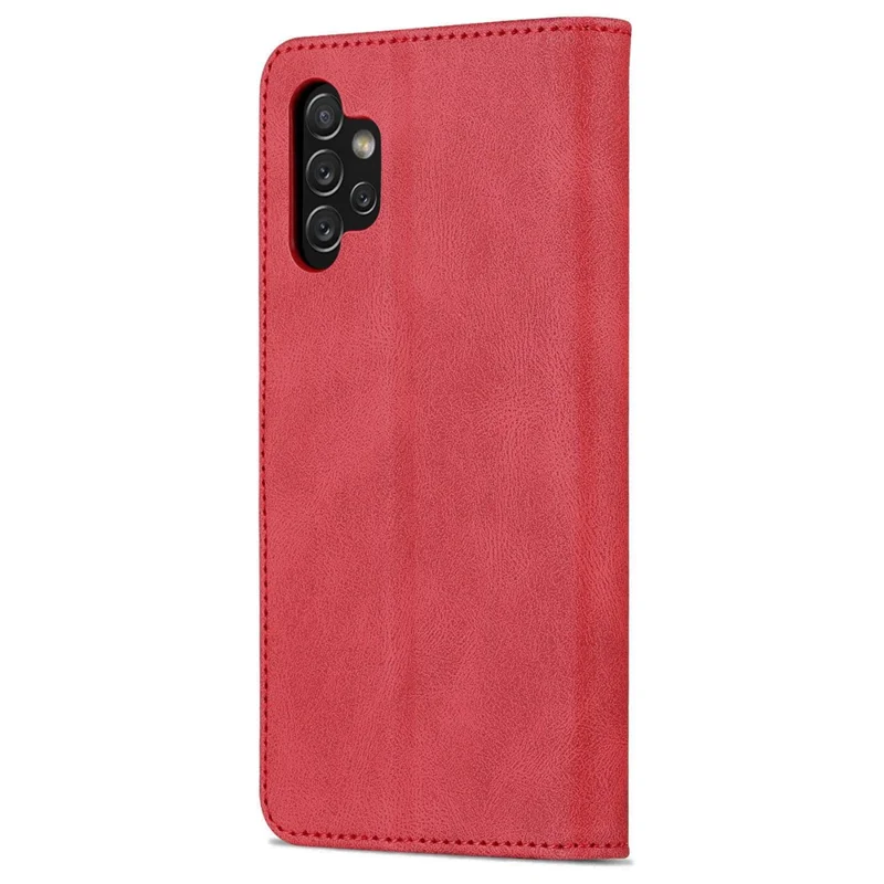 AZNS For Samsung Galaxy A13 4G PU Leather Wallet Folio Flip Phone Case Adjustable Stand Protective Cover - Red