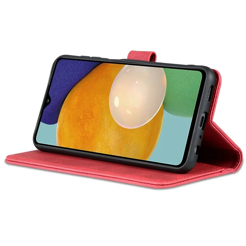 AZNS For Samsung Galaxy A13 4G PU Leather Wallet Folio Flip Phone Case Adjustable Stand Protective Cover - Red