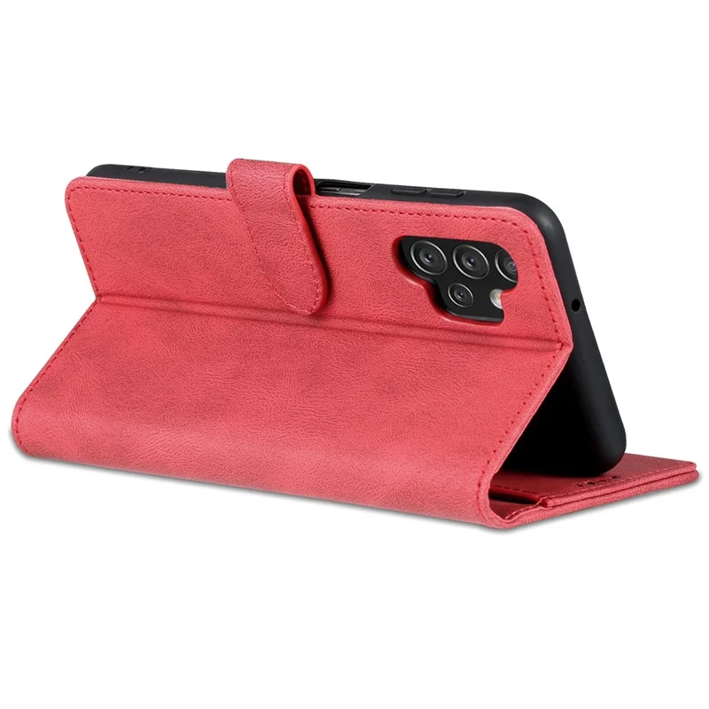 AZNS For Samsung Galaxy A13 4G PU Leather Wallet Folio Flip Phone Case Adjustable Stand Protective Cover - Red
