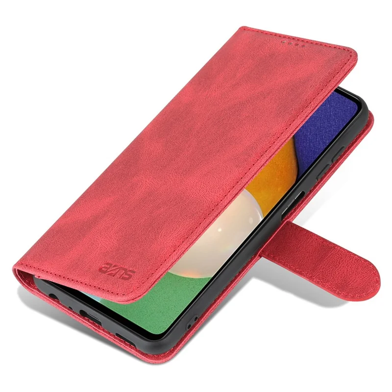 AZNS For Samsung Galaxy A13 4G PU Leather Wallet Folio Flip Phone Case Adjustable Stand Protective Cover - Red