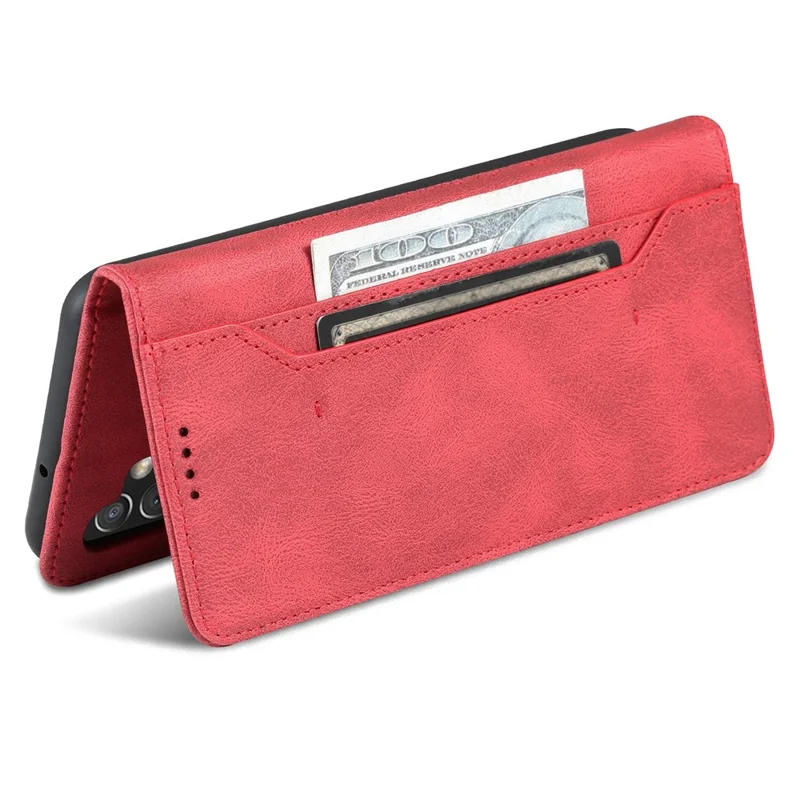 AZNS For Samsung Galaxy A13 4G PU Leather Wallet Folio Flip Phone Case Adjustable Stand Protective Cover - Red