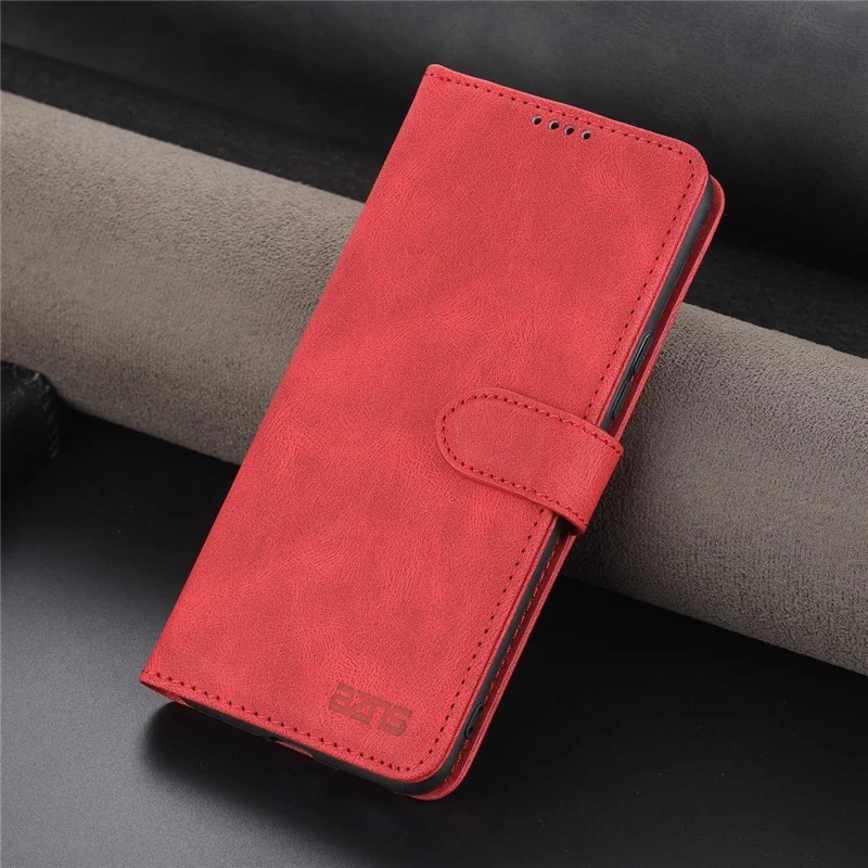 AZNS For Samsung Galaxy A13 4G PU Leather Wallet Folio Flip Phone Case Adjustable Stand Protective Cover - Red