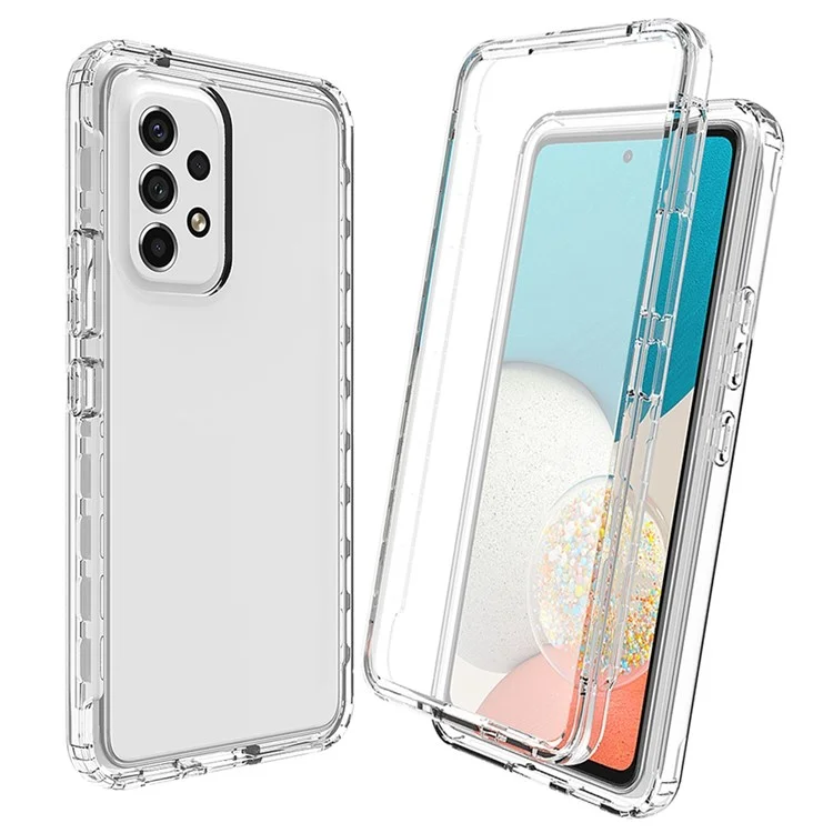 3-in-1 PC+TPU Hybrid Phone Case for Samsung Galaxy A33 5G, Gradient Full Protection Anti-fall Phone Cover with PET Screen Protector - Transparent