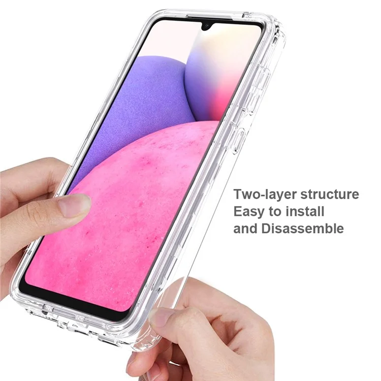 3-in-1 PC+TPU Hybrid Phone Case for Samsung Galaxy A33 5G, Gradient Full Protection Anti-fall Phone Cover with PET Screen Protector - Transparent