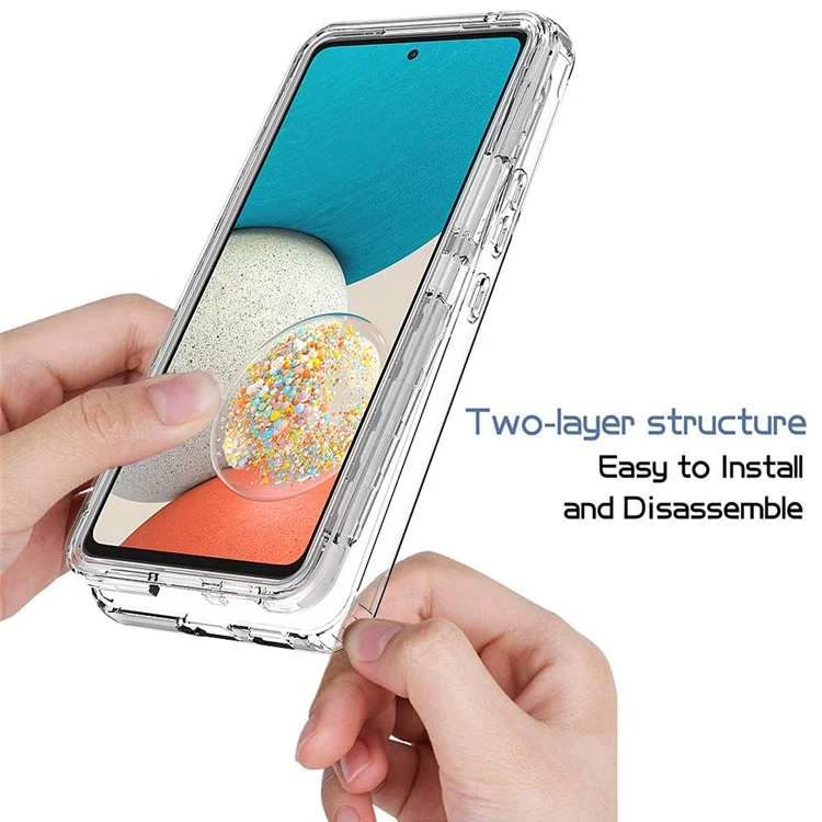 Custodia ibrida PC+TPU a 3 in 1 per Samsung Galaxy A53 5G, cover per telefono mobile protettiva con gradiente e antiurto, con pellicola protettiva per lo schermo in PET - Viola
