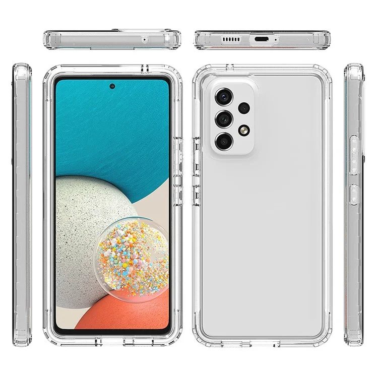 Custodia ibrida PC+TPU a 3 in 1 per Samsung Galaxy A53 5G, cover per telefono mobile protettiva con gradiente e antiurto, con pellicola protettiva per lo schermo in PET - Viola