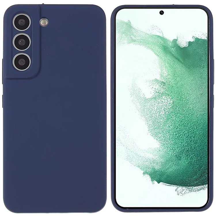 For Samsung Galaxy S22 5G Smartphone Case Bag Premium Solid State Silicone Anti-shock Mobile Phone Protector - Dark Blue