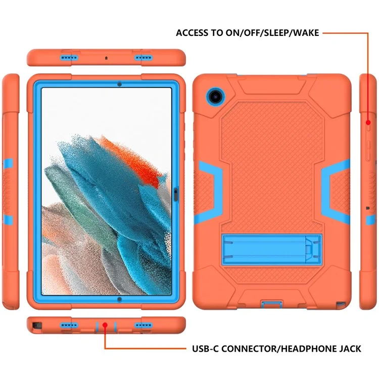 Série Robot B3 Pour Samsung Galaxy Tab A8 10.5 (2021) Contraste Couleur PC + Tablette Silicone Pochette Antichoc Couvre-échantillon Coque De Protection - Orange / Bleu