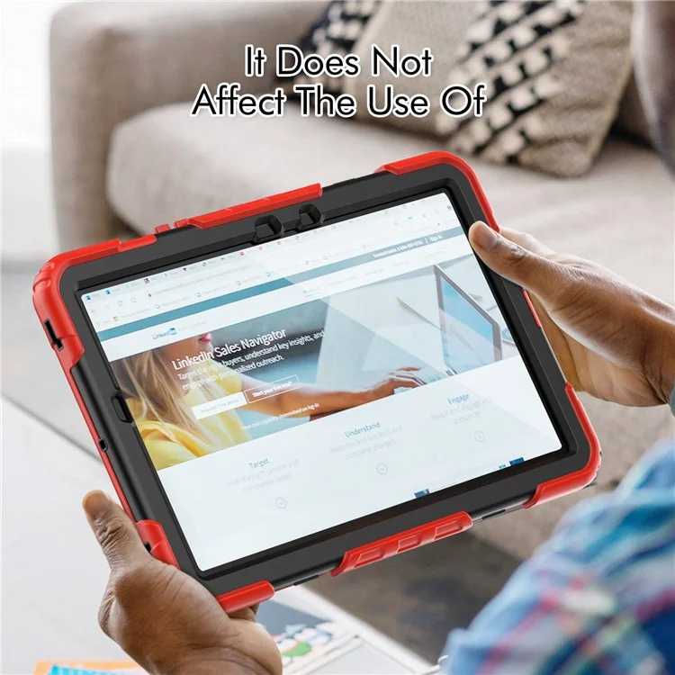 Für Samsung Galaxy Tab S8 11-Zoll (2022) Wi-Fi SM-X700/S8 5G SM-X706 Anti-Kratzer-PC + Silicon + PET-Bildschirm-Protektor Tablet Hülle Hülle Kickstand Mit Schultergurt - Schwarz Rot