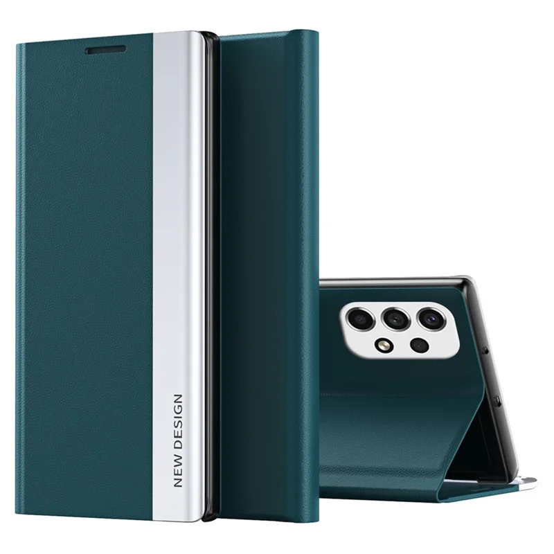 For Samsung Galaxy A23 5G (Global Version) / 4G Anti-fall Stand Design Electroplating PU Leather Protective Cover   Phone Case - Green