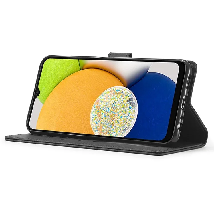Lc.. Imeeke Per Samsung Galaxy A03 (164.2 X 75,9 X 9.1mm) Resistente Antigraffio Texture In Pelle PU Flip Folio Stand Portafoglio Case Custodia Per Cellulare - Nero