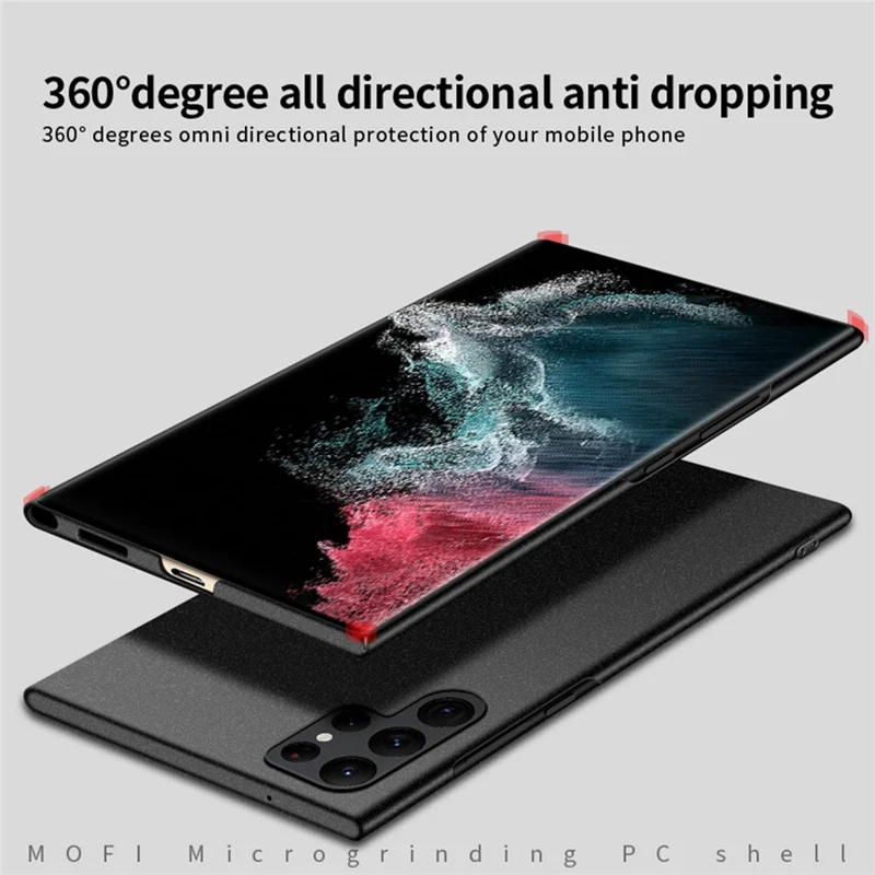 MOFI Shield Matte Series for Samsung Galaxy S22 Ultra 5G Fall Protection Hard PC Phone Case Protector Cover - Red