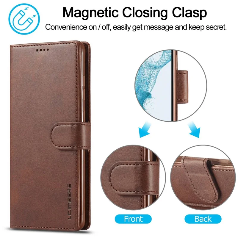 LC.IMEEKE for Samsung Galaxy A23 4G / 5G (Global Version) / M23 5G / F23 5G Shockproof Textured PU Leather Flip Folio Stand Wallet Case Mobile Phone Case Cover - Black