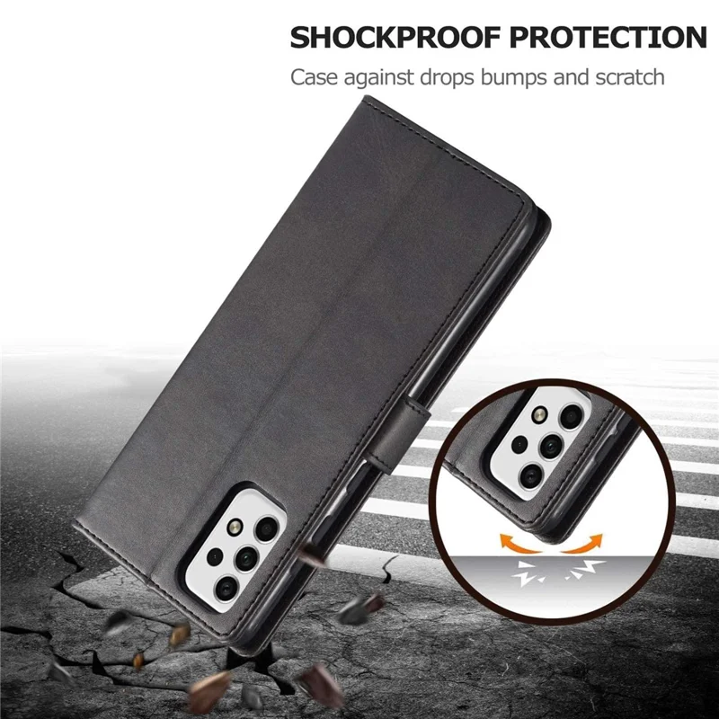 LC.IMEEKE for Samsung Galaxy A23 4G / 5G (Global Version) / M23 5G / F23 5G Shockproof Textured PU Leather Flip Folio Stand Wallet Case Mobile Phone Case Cover - Black