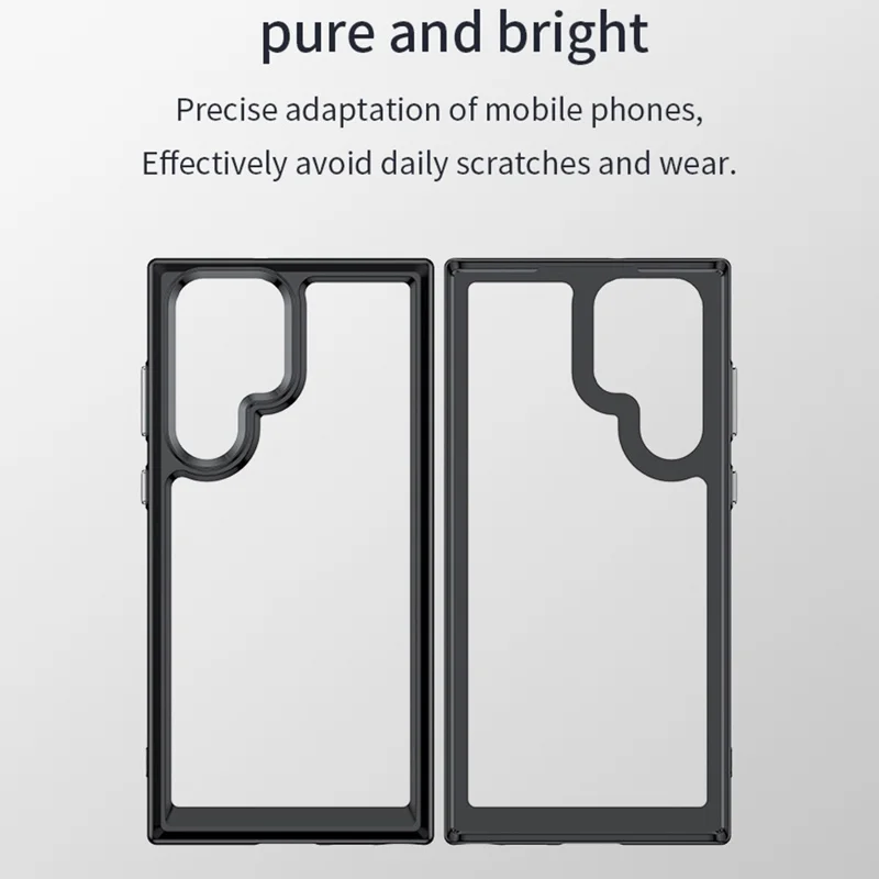 Для Samsung Galaxy S22 Ultra 5G TPU + Акриловый задний чехол с противоударной прозрачной накладкой для телефона с независимыми пластиковыми кнопками - черный