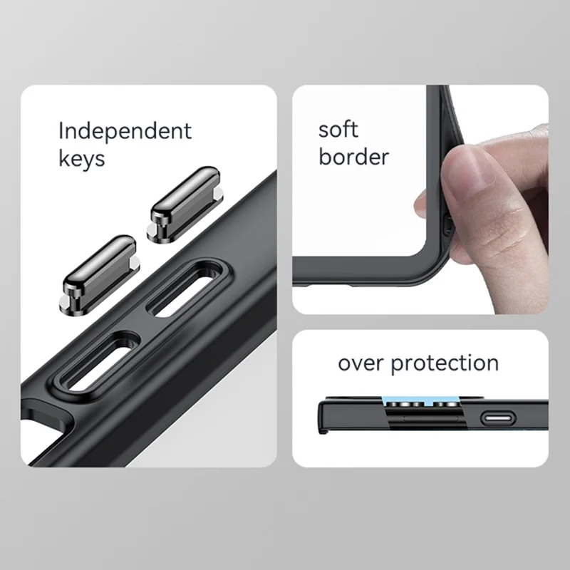 Для Samsung Galaxy S22 Ultra 5G TPU + Акриловый задний чехол с противоударной прозрачной накладкой для телефона с независимыми пластиковыми кнопками - черный
