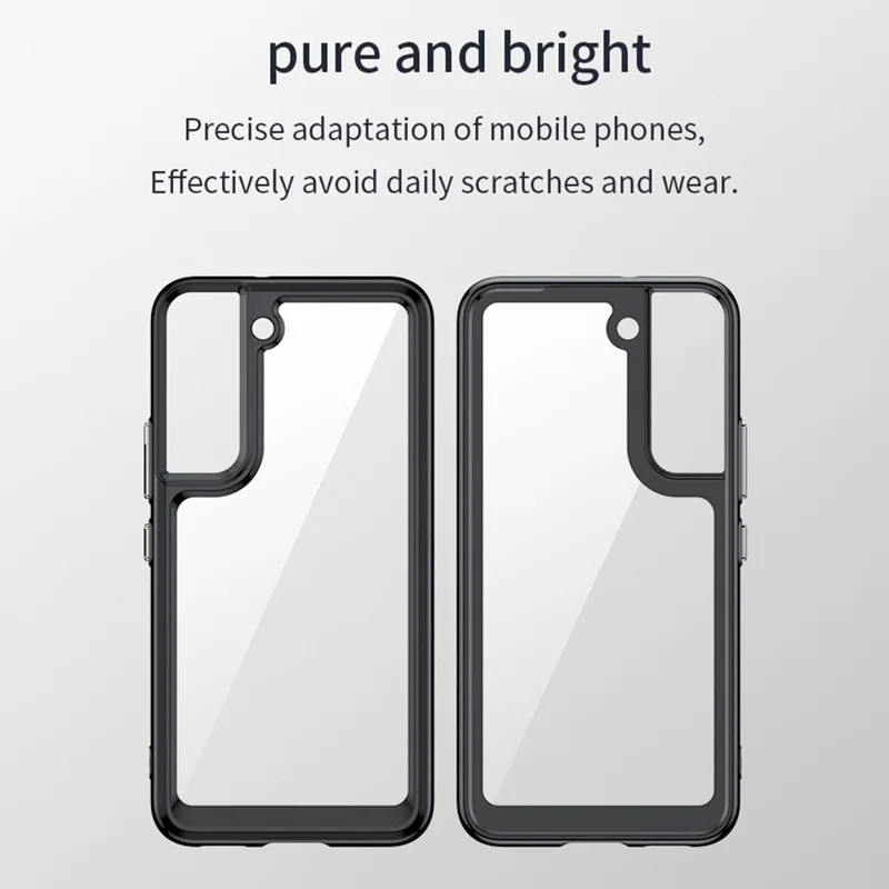 Para Samsung Galaxy S22 5G TPU + Acrílico Anti-arranhões Caso de Telefone Protective Cover com Botões PC Independentes - Preto