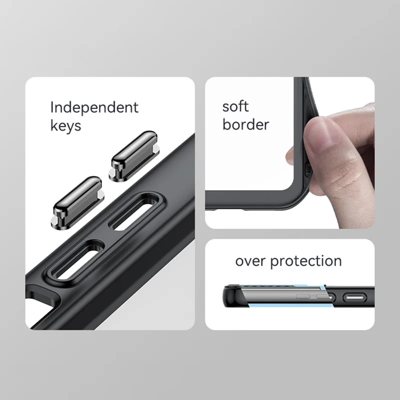 Para Samsung Galaxy S22 5G TPU + Acrílico Anti-arranhões Caso de Telefone Protective Cover com Botões PC Independentes - Preto