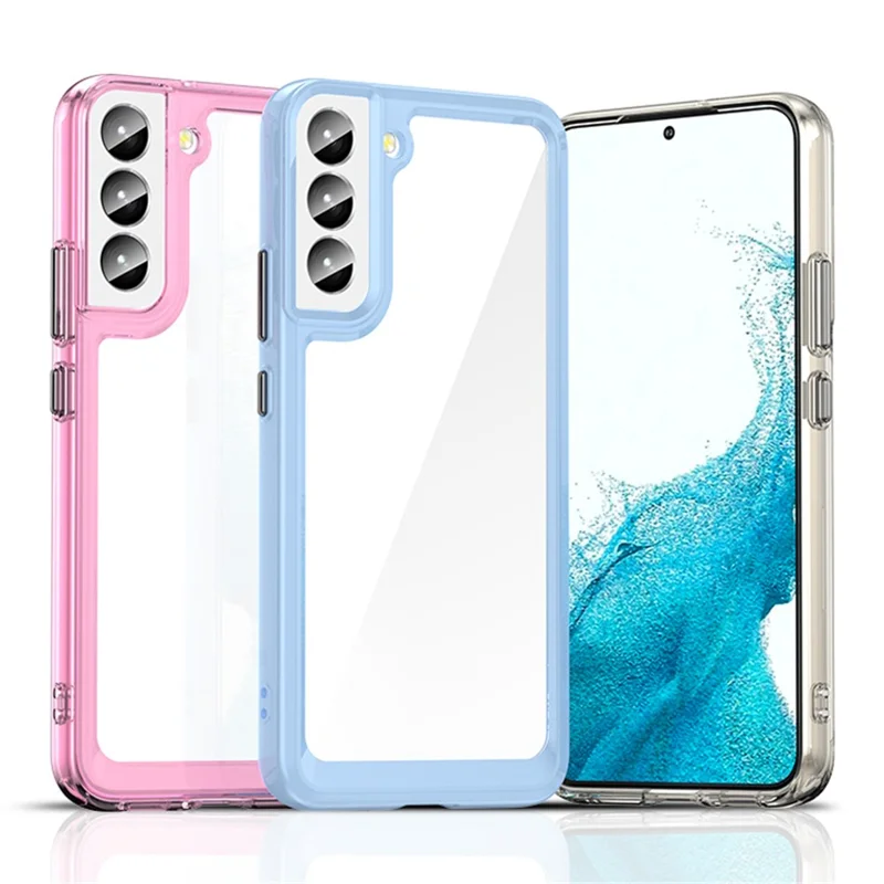 Para Samsung Galaxy S22 5G TPU + Acrílico Anti-arranhões Caso de Telefone Protective Cover com Botões PC Independentes - Preto