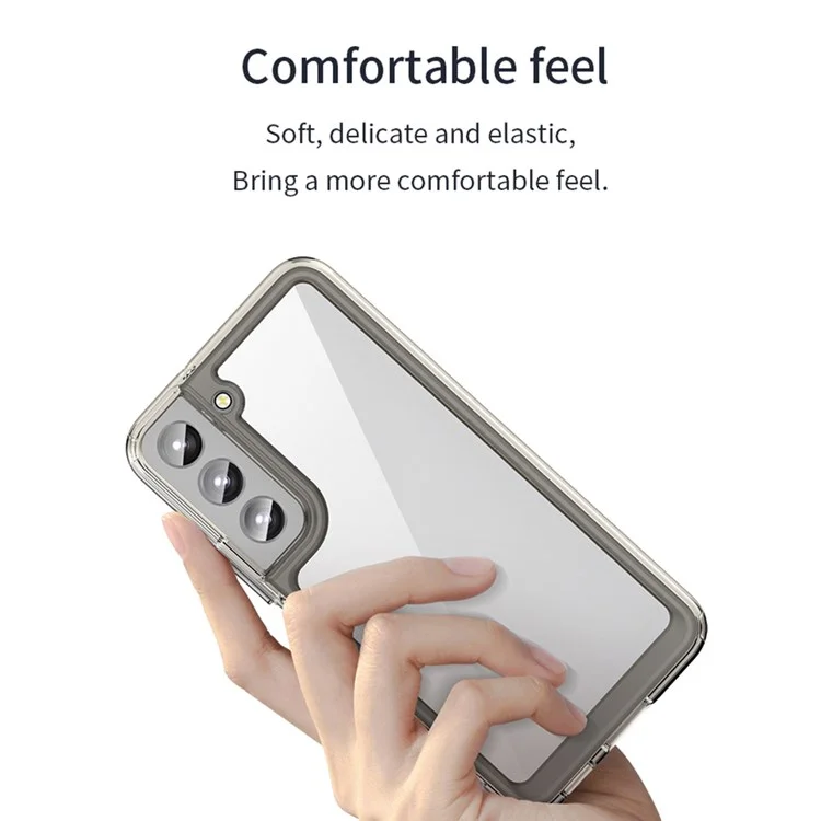 Для Samsung Galaxy S22+ 5G Independent PC Buttons Protective Cover TPU + Acrylic Transparent Mobile Phone Case - Чёрный