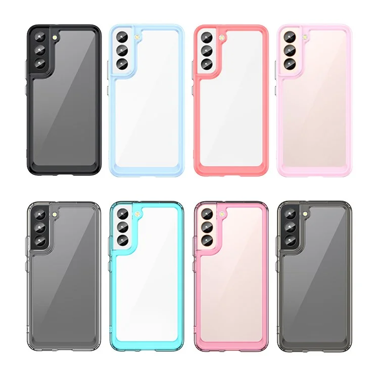 Для Samsung Galaxy S22+ 5G Independent PC Buttons Protective Cover TPU + Acrylic Transparent Mobile Phone Case - Чёрный