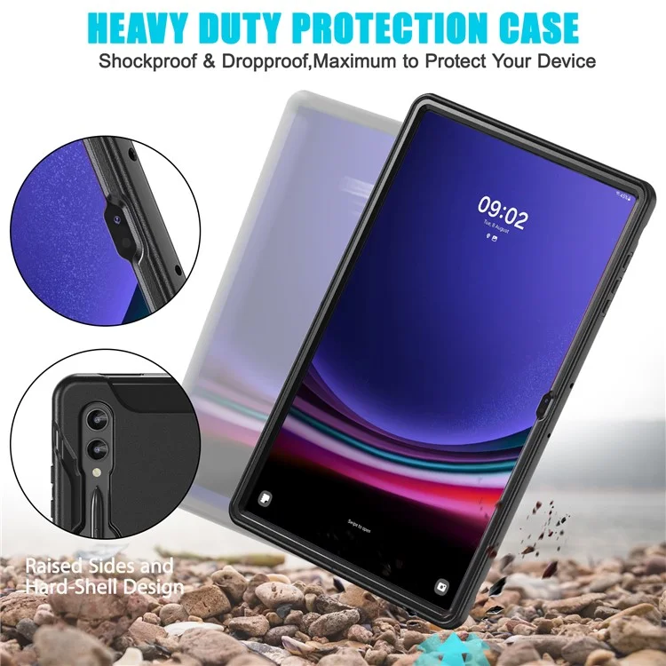 For Samsung Galaxy Tab S8 Ultra X900 / X906 / S9 Ultra 360-Degree Rotary Kickstand PC + TPU Tablet Case with Hand Strap