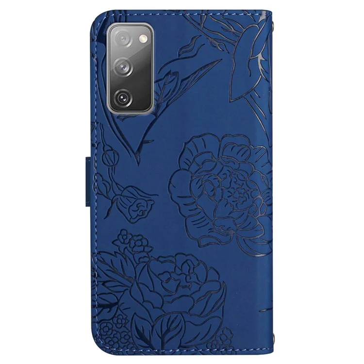 Für Samsung Galaxy S20 fe 2022/S20 Lite/S20 fe 5G/4G/S20 fe 2022 Hauttouch Feeling Ständer Pu-leder-telefonabdeckung, Muster-sprudel-telefonschale Mit Schultergurt - Blau