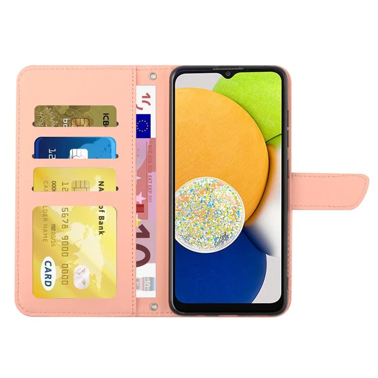 Для Samsung Galaxy M02/A02 (версия Eu) Плечевой Ремешок с Кожей, Чувствительный к Корпусу, Паттерный Паттер - Розовый