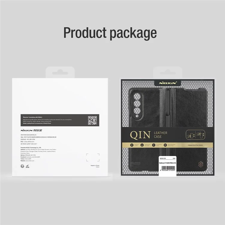 Serie Nillkin Qin Per Samsung Galaxy Z Fold3 5G/W22 5G Porta Penna Custodia Follio Flip Cover Anti-fall - Verde
