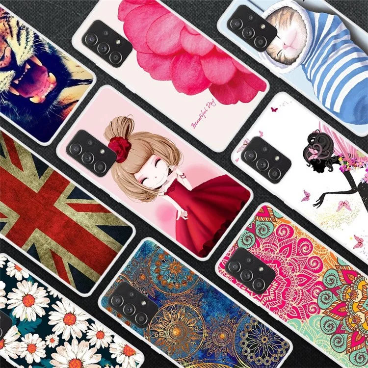 Custodia protettiva con stampa a motivi per Samsung Galaxy A23 5G (versione globale) / 4G, custodia anti-urto per telefono, cover in TPU antishock, slim - Fiore dorato