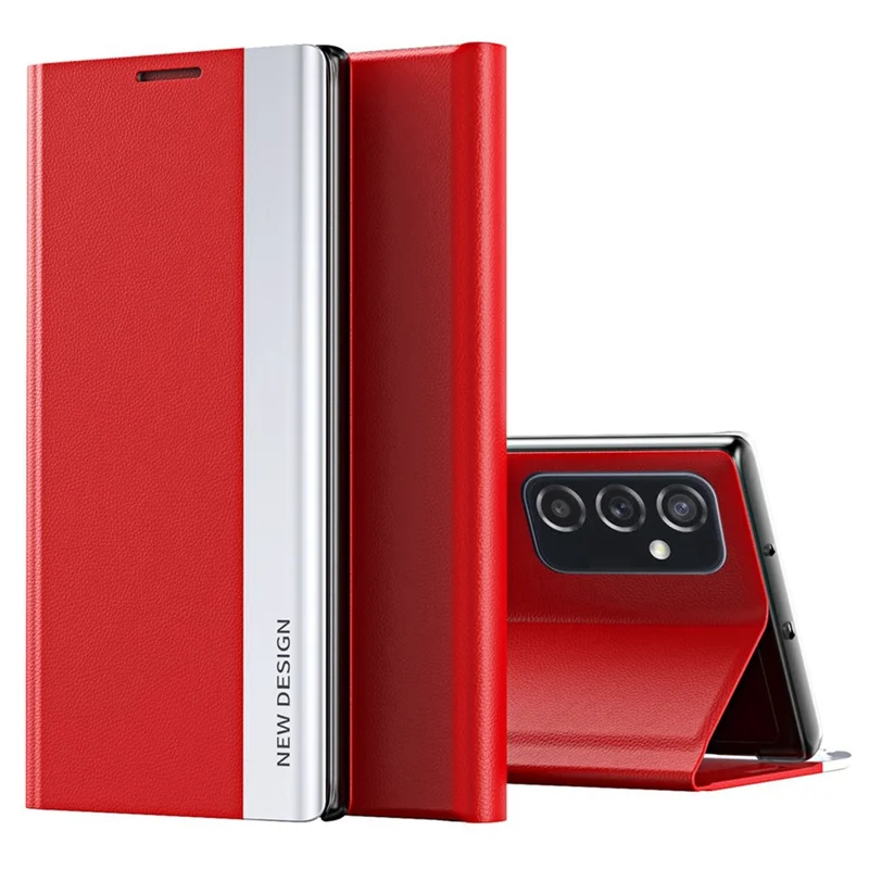 For Samsung Galaxy M23 5G / F23 5G Electroplating PU Leather Cover Full Protection Stand Phone Case - Red