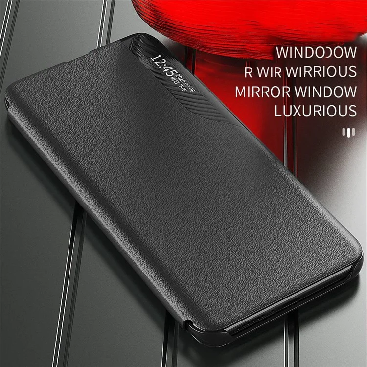 For Samsung Galaxy M23 5G/F23 5G View Window PU Leather Protective Cover Stand Design Phone Case - Black