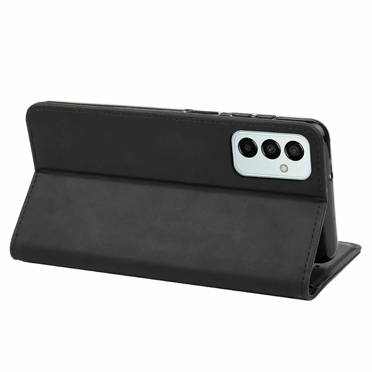 For Samsung Galaxy M23 5G/F23 5G Shockproof Phone Wallet Stand Cover Splicing Design PU Leather Anti-drop Case Shell - Black