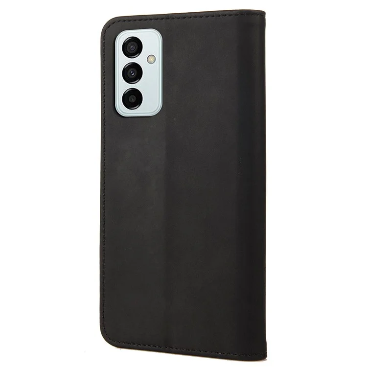 For Samsung Galaxy M23 5G/F23 5G Shockproof Phone Wallet Stand Cover Splicing Design PU Leather Anti-drop Case Shell - Black