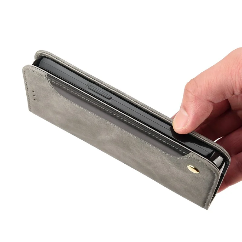 For Samsung Galaxy M23 5G/F23 5G Shockproof Phone Wallet Stand Cover Splicing Design PU Leather Anti-drop Case Shell - Grey