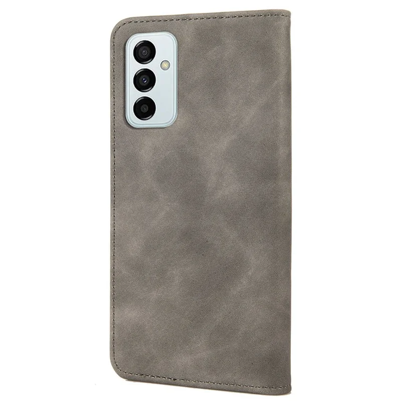 For Samsung Galaxy M23 5G/F23 5G Shockproof Phone Wallet Stand Cover Splicing Design PU Leather Anti-drop Case Shell - Grey