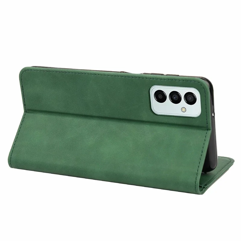 For Samsung Galaxy M23 5G/F23 5G Shockproof Phone Wallet Stand Cover Splicing Design PU Leather Anti-drop Case Shell - Green