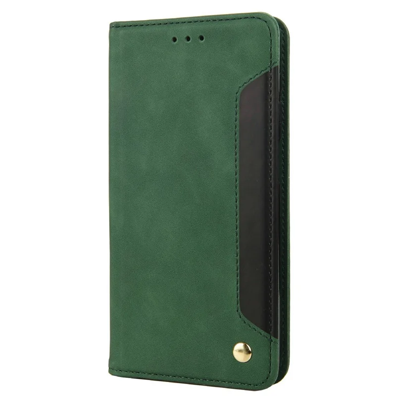 For Samsung Galaxy M23 5G/F23 5G Shockproof Phone Wallet Stand Cover Splicing Design PU Leather Anti-drop Case Shell - Green