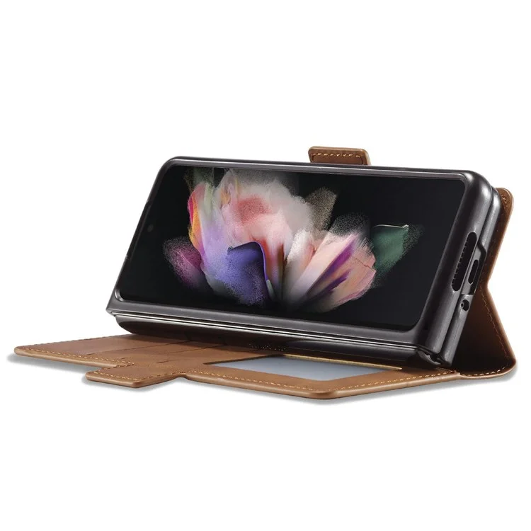 Forwenw Para Samsung Galaxy Z Fold3 5G Series de Fantasía Skin-touch PU Cuero Bien Protegido Puente Puil - Marrón
