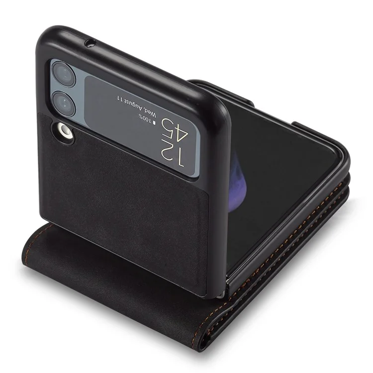 FORWENW pour Samsung Galaxy Z Flip3 5G Fantasy Series Skin-touch Cover Fente pour carte Conception en cuir PU Anti-chute Étui de téléphone cellulaire - Noir